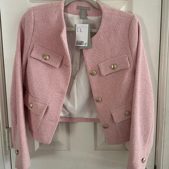 COQUETTE AESTHETIC SOLD OUT H&M LADY JACKET TEXTURED TWEED STYLE XS NWT 🌸🎀🩰✨ - Picture 5 of 9